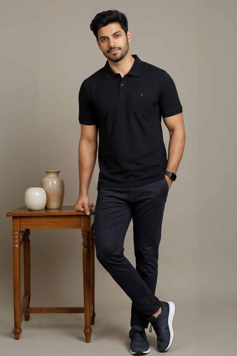 Smart Casual Black T-Shirt - Black