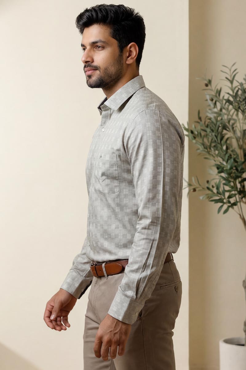 Soft Sage Green Plaid Shirt - L-Green - 2