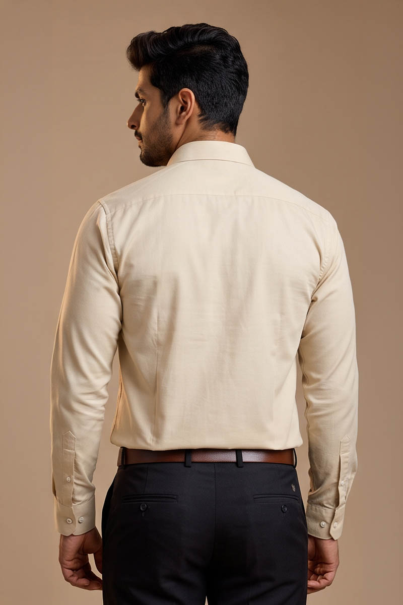 Classic Beige Office Shirt -Beige - 6