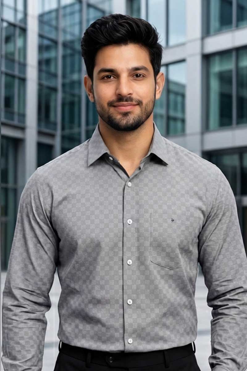 Elevate your professional wardrobe with our sophisticated Printed Grey Shirt - 2