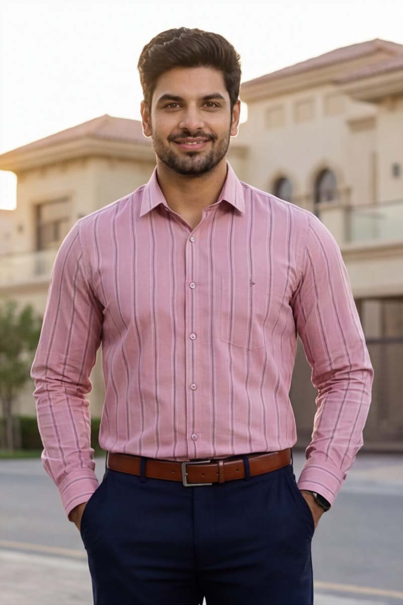 Urban Stripe Formal Shirt – Dark Pink (Smart Fit) - 4