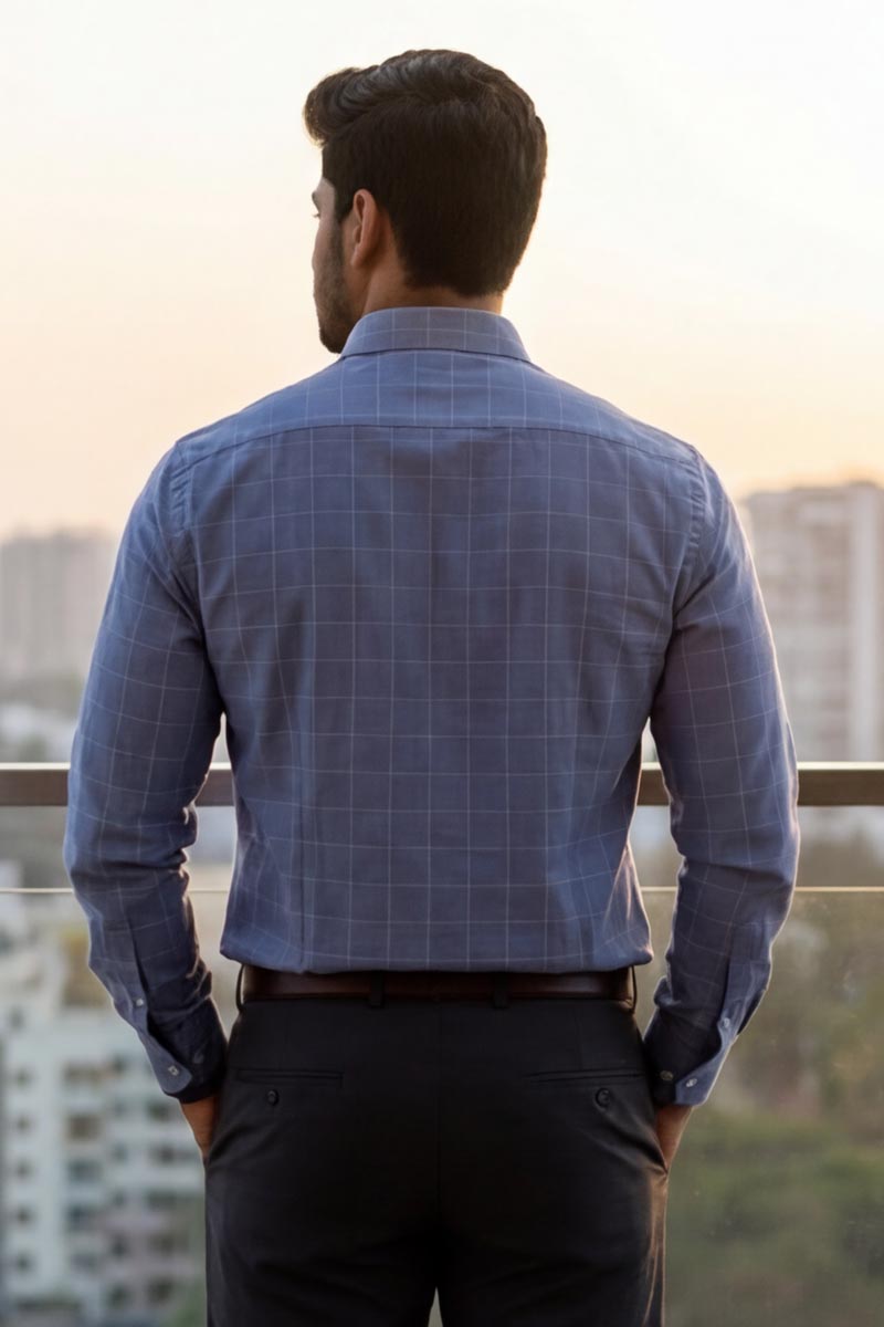 Classic Check Formal Shirt – Light Blue - 6