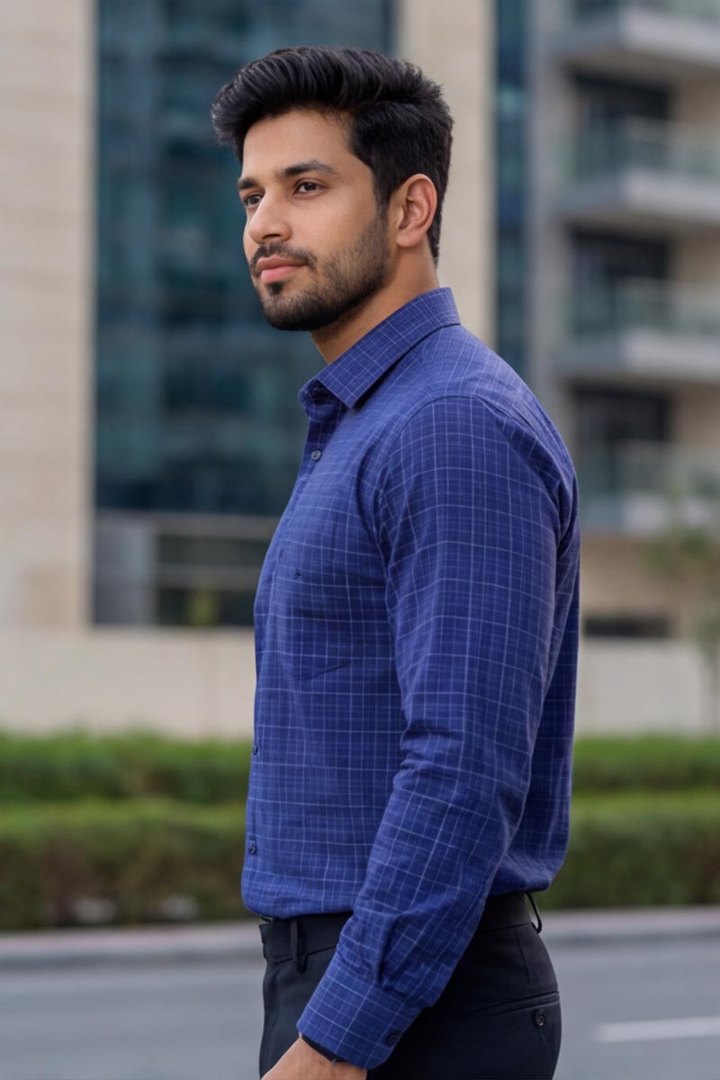 Metro Check Formal Shirt – Blue - 4