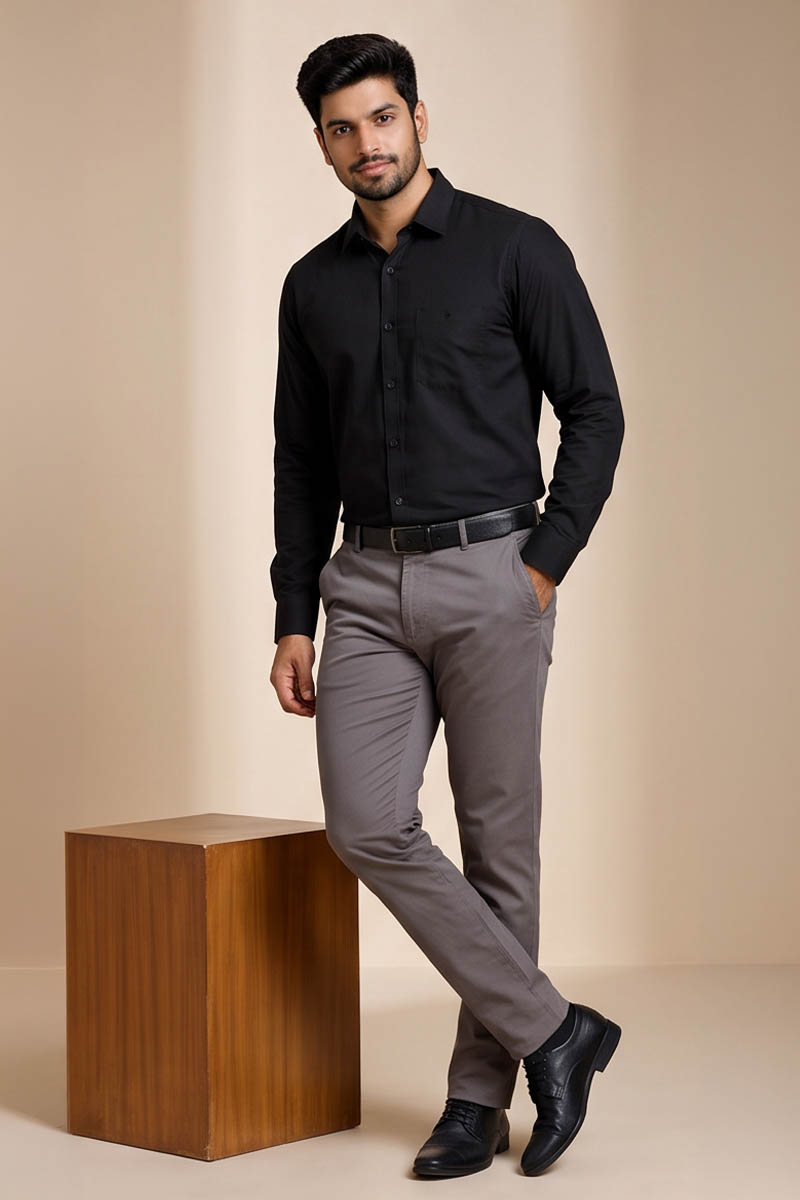 Classic Black Formal Shirt -Black - 5