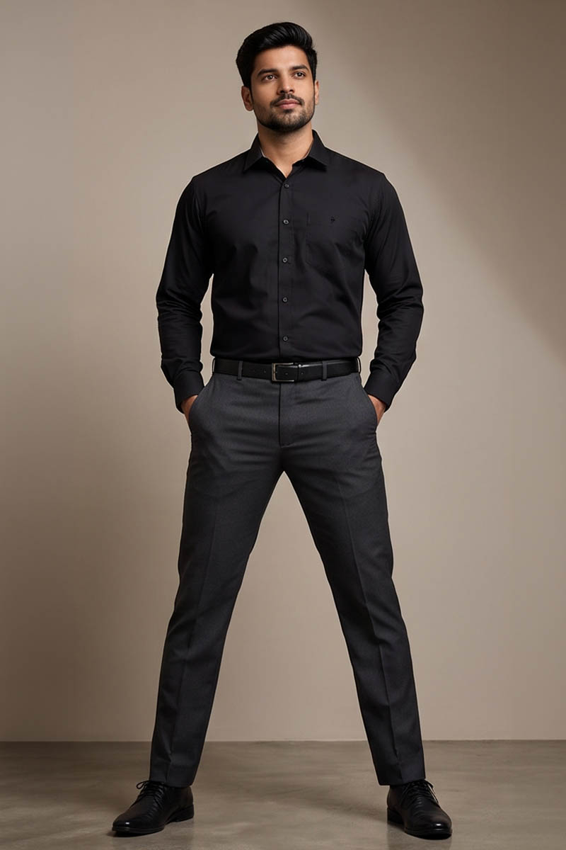 Signature Black Office Shirt - Black - 4