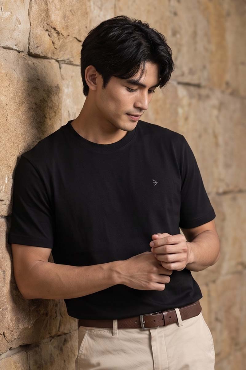 Onyx Basic Crew Neck T-Shirt -Black - 3