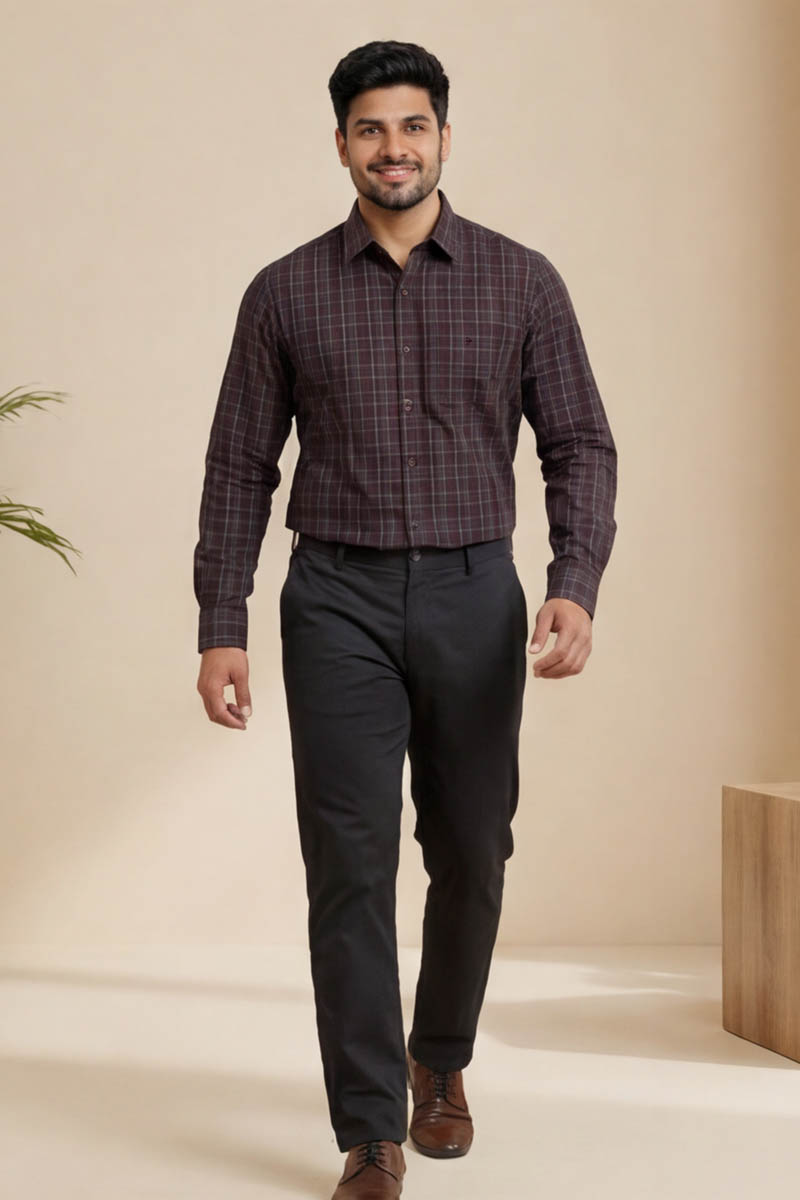 Royal Maroon Check Shirt - Maroon