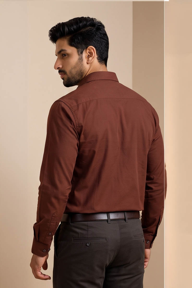 Men’s Rich Solid Formal Shirt-Rust - 3
