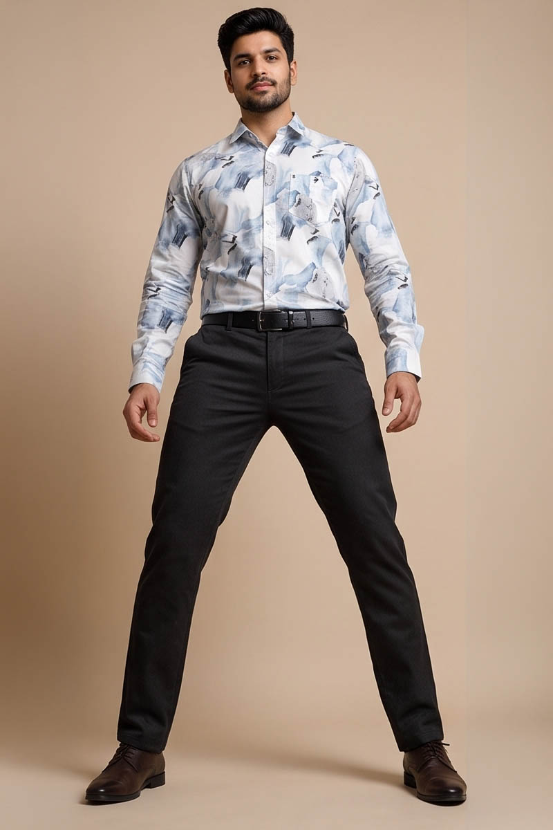 Aqua Mist Abstract Shirt- L-Blue - 2