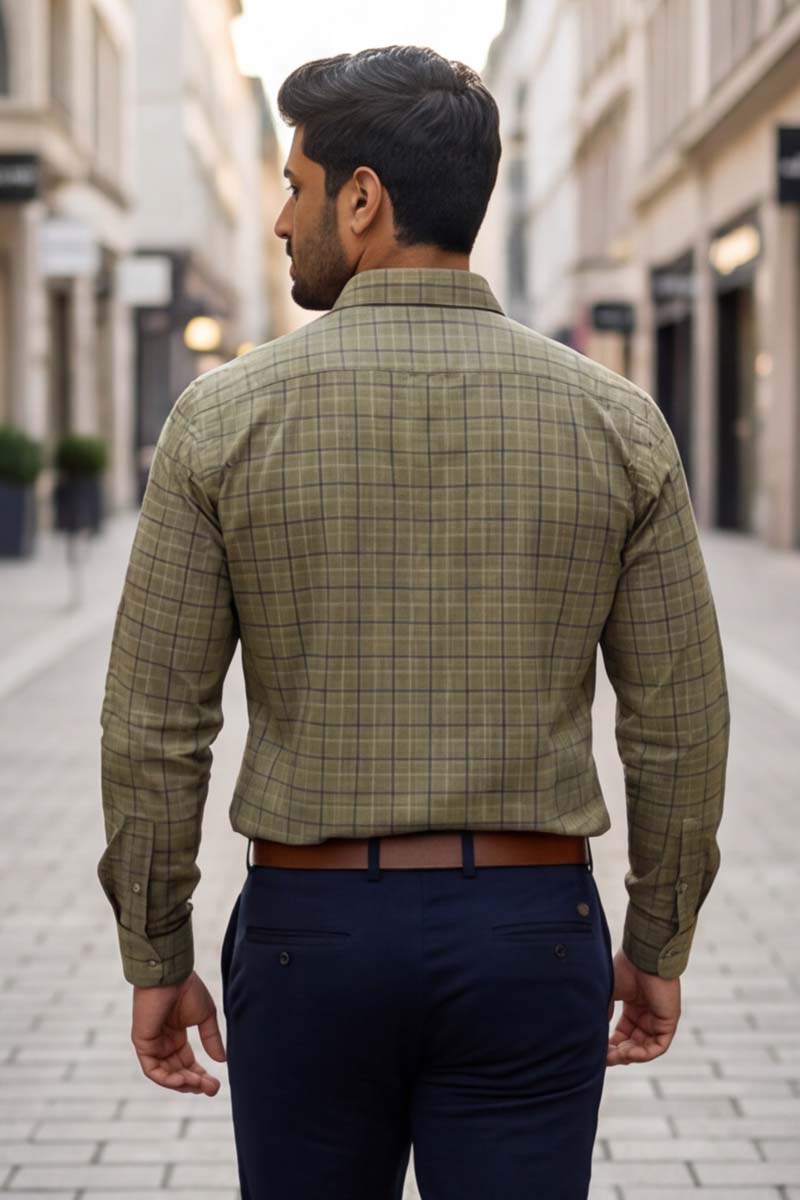 Metro Check Formal Shirt – Light Khaki - 6