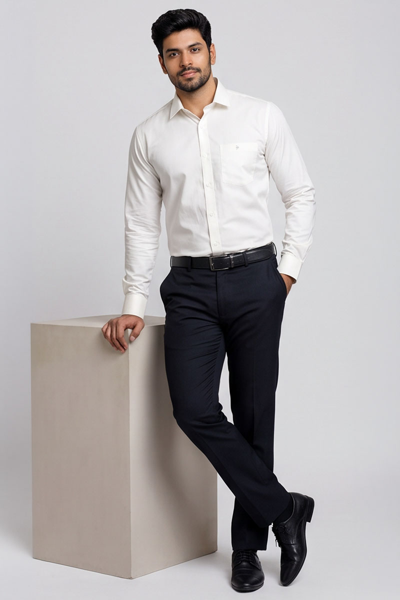 Classic Off-White Office Shirt -Half-White - 5
