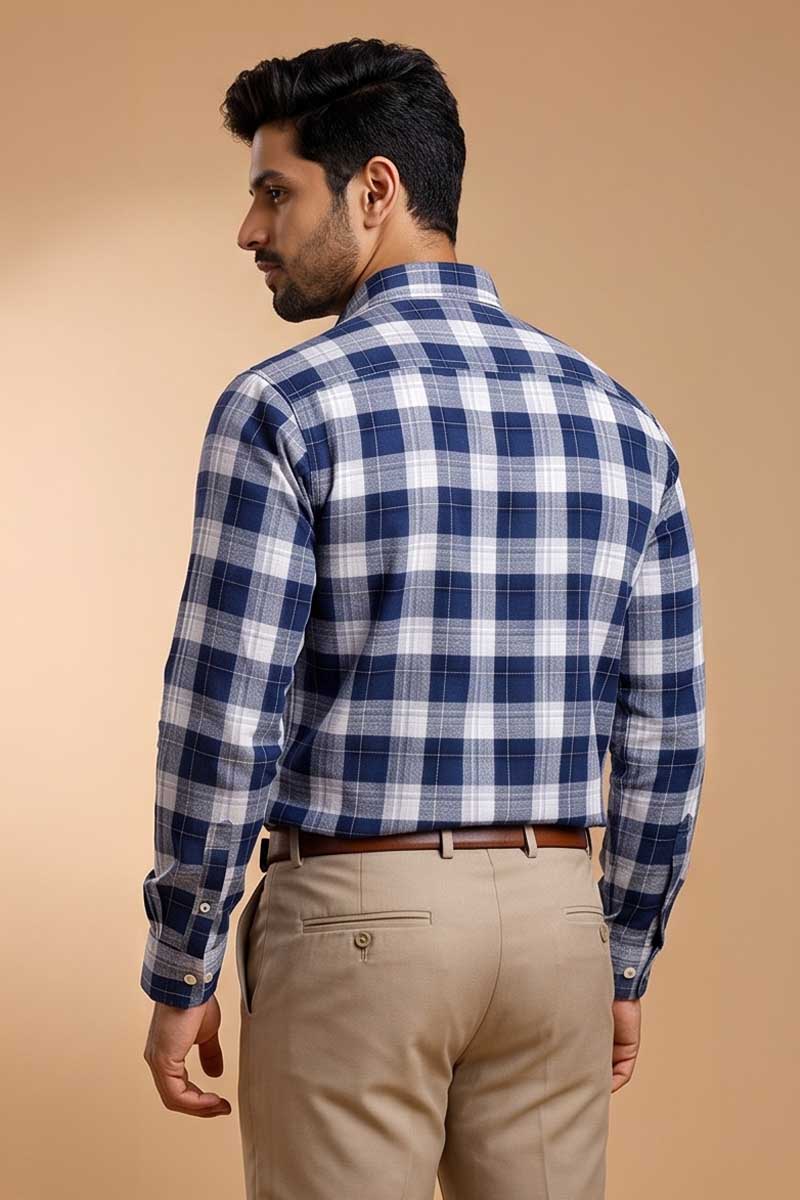 Classic Blue Check Shirt - Blue - 2