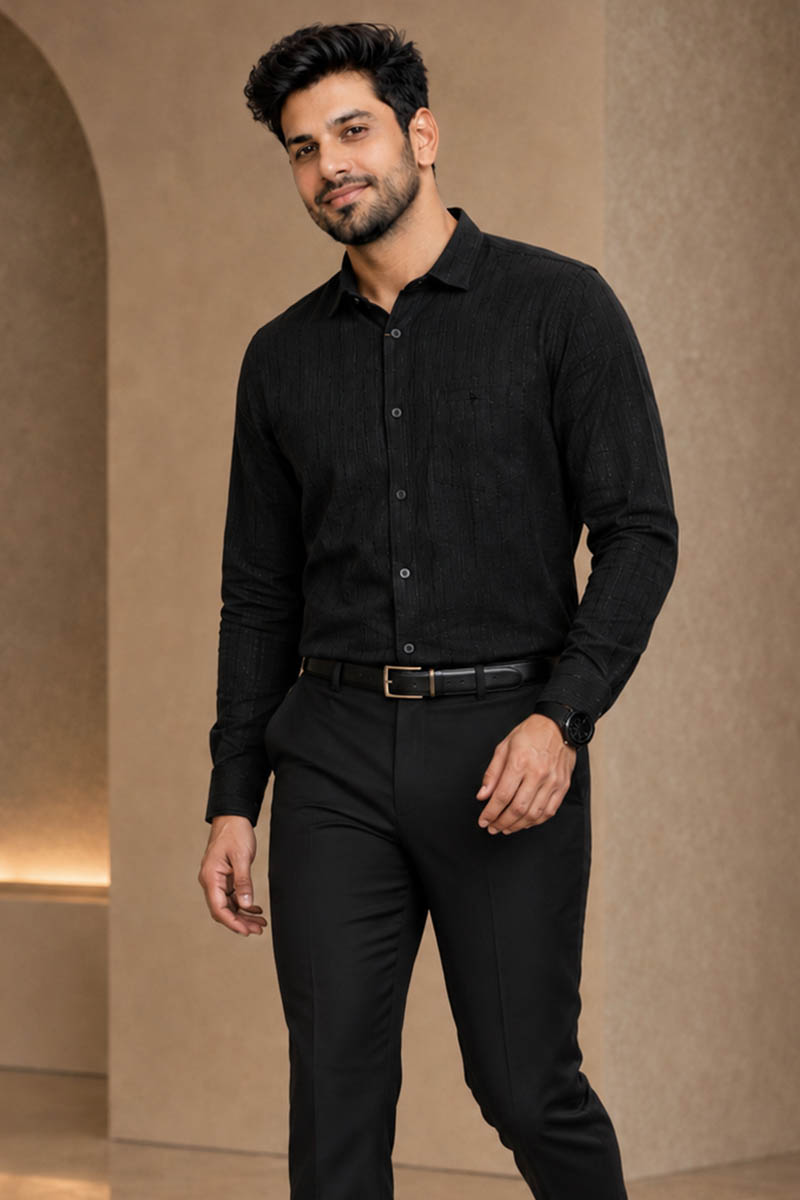 Men’s Black Denim Overshirt - Black - 3