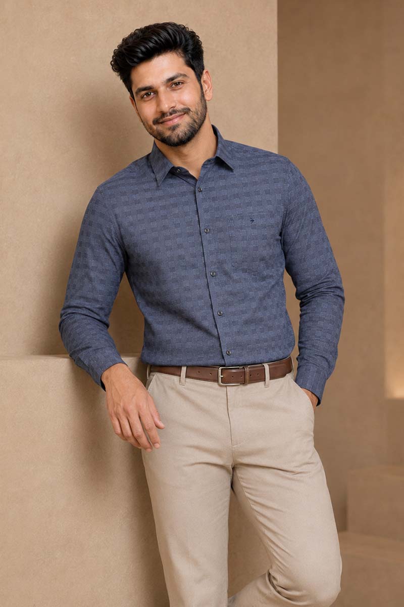 Charcoal Royale – Textured Formal Shirt -Grey - 3