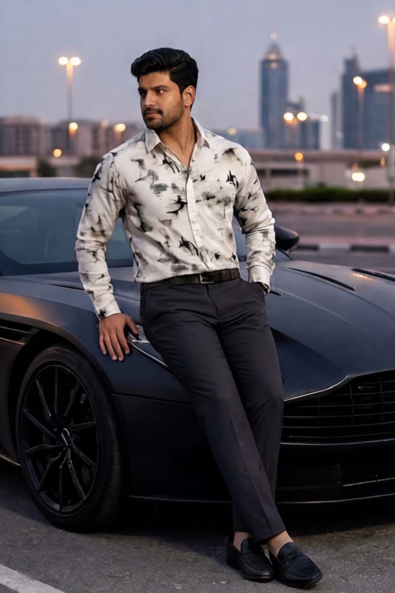 SHIRT - Urban Landscape Long Sleeve Shirt (GREY) - 5