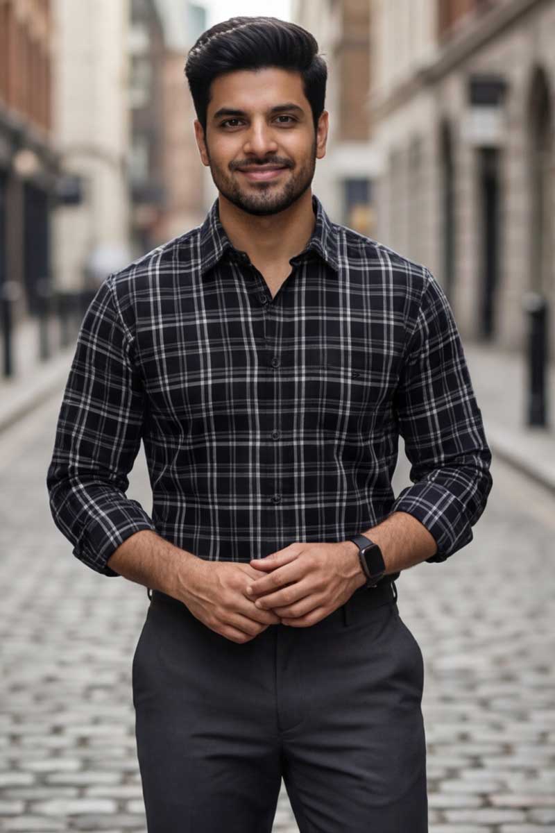 Black Checks Global Line Shirt (Smart Fit - Full Sleeves)_RGGL-1802 - 2