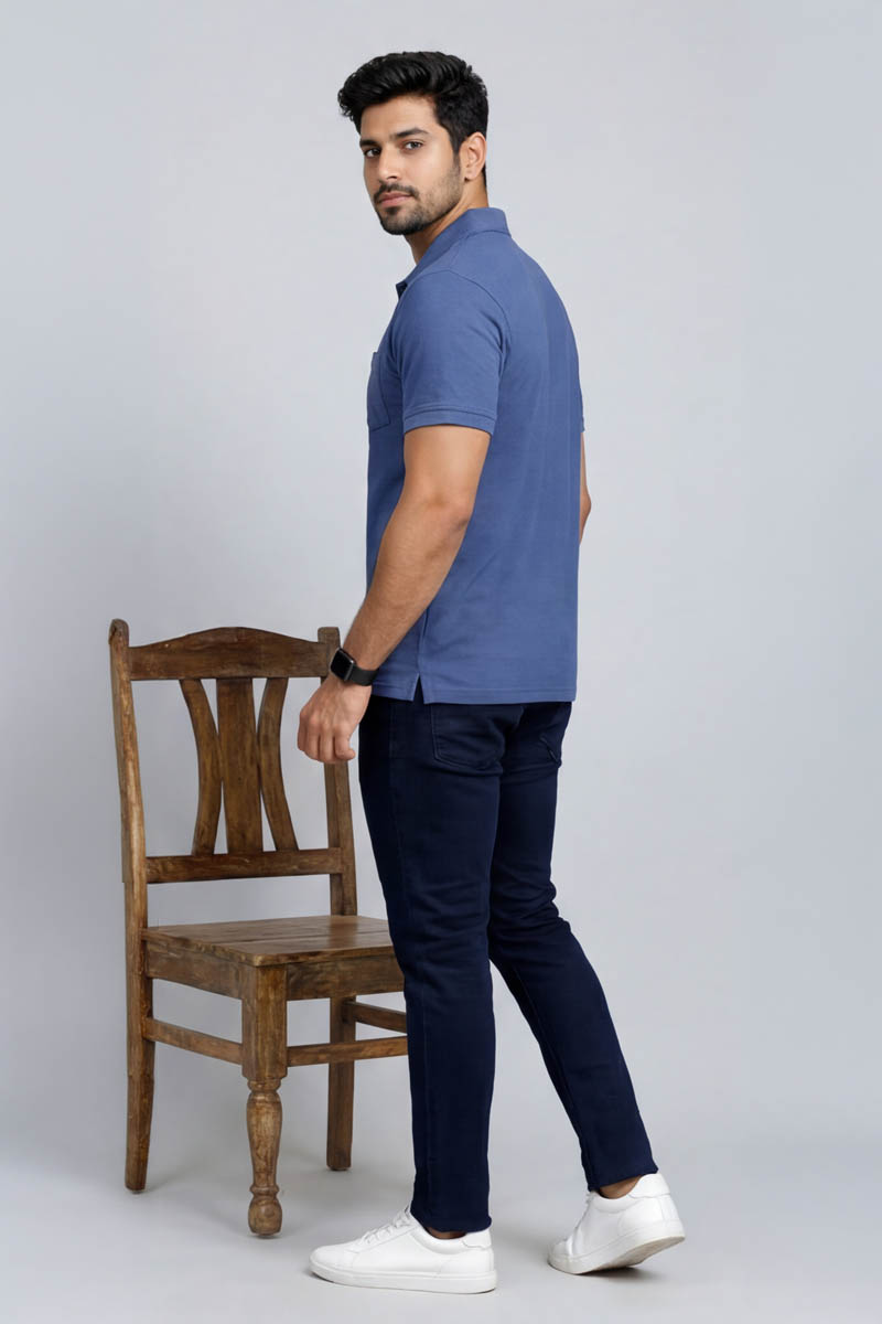 Smart Casual T-Shirt - Blue-Melange - 5