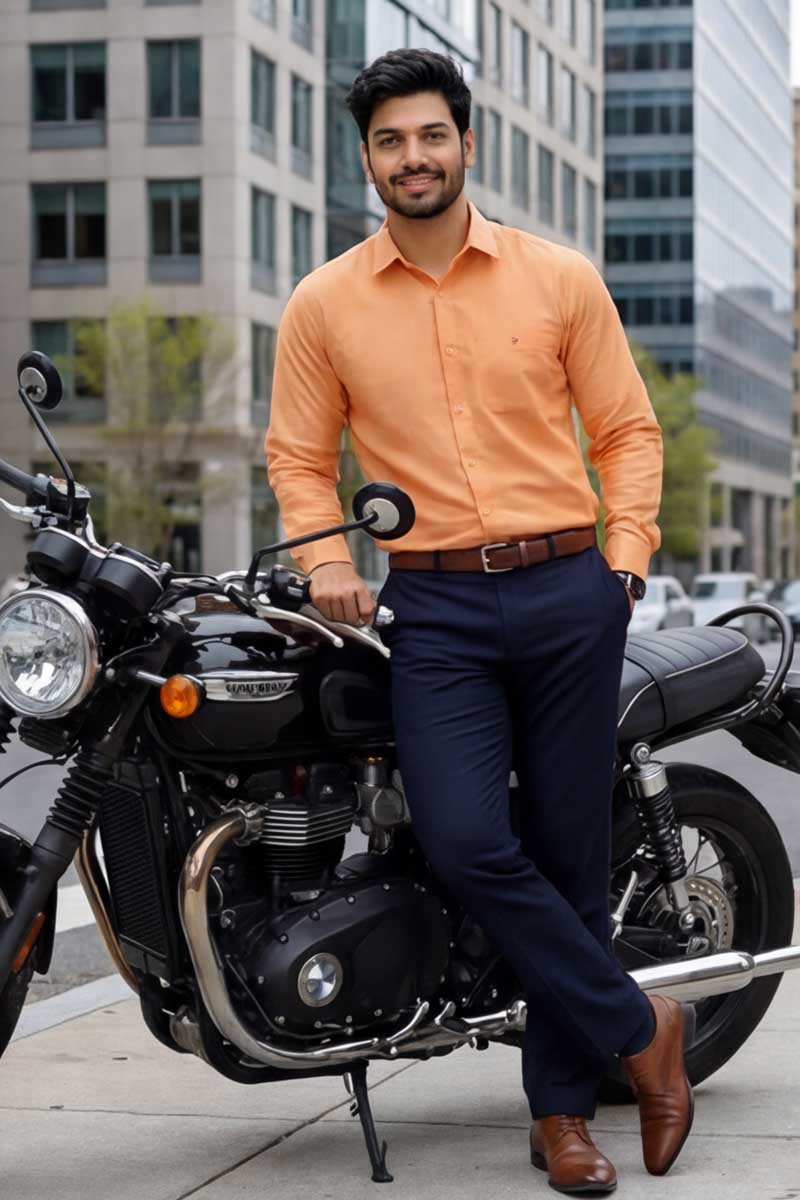 Vibrant Edge Formal Shirt – Orange (Slim Fit) - 4