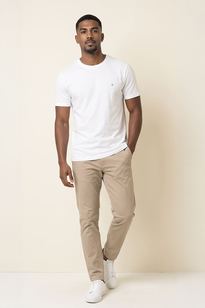 Cloud White Basic Crew Neck T-Shirt -White