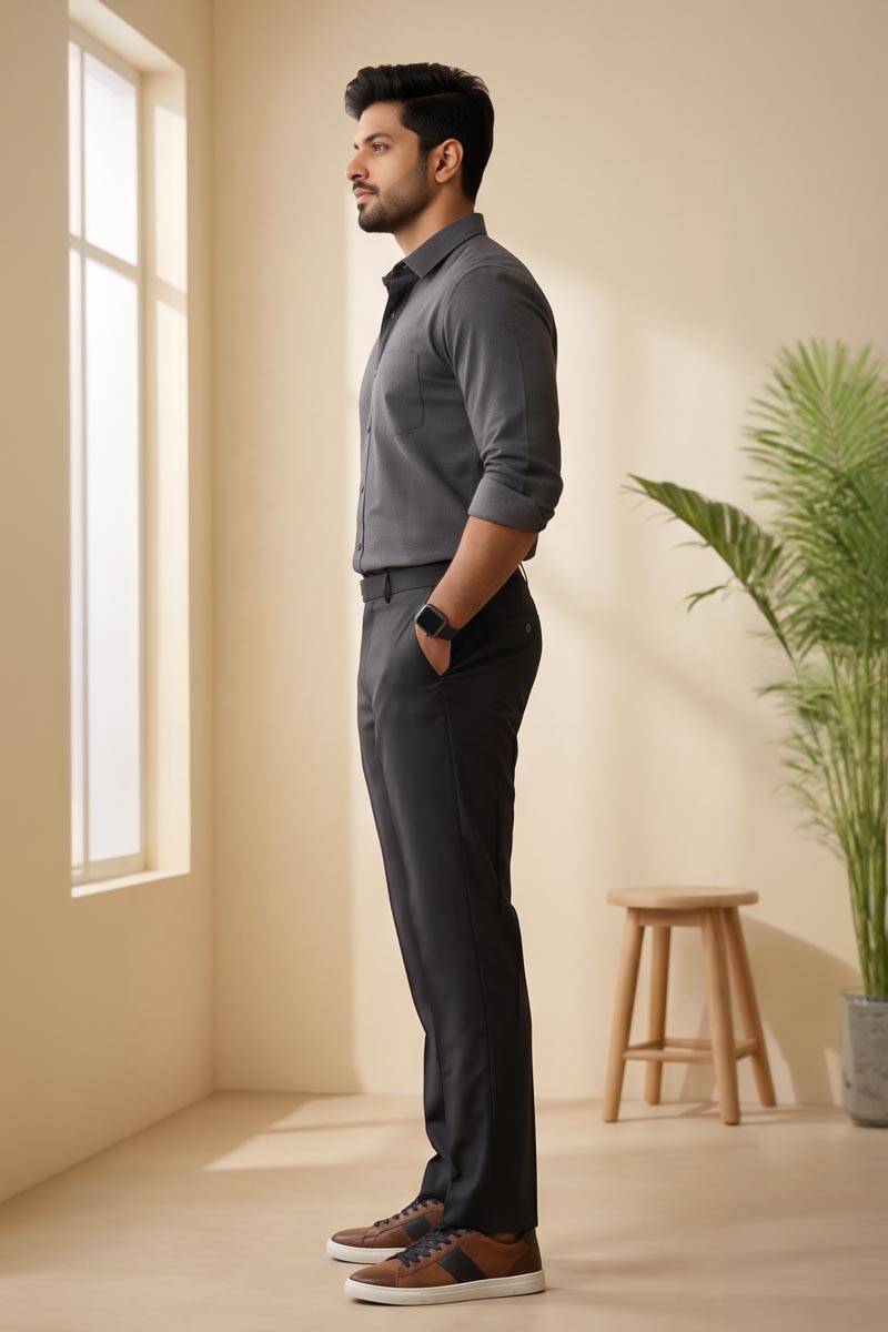 Titan Grey Formal Pants -D-GREY - 5