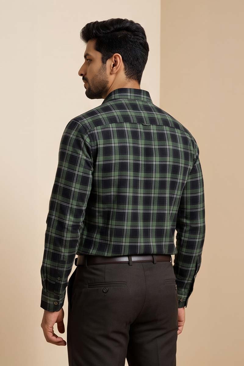 Premium Dark Green Checked Shirt - 6