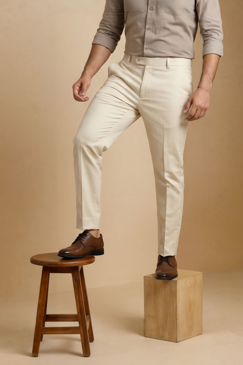 Classic Cream Office Pants - Cream - 3