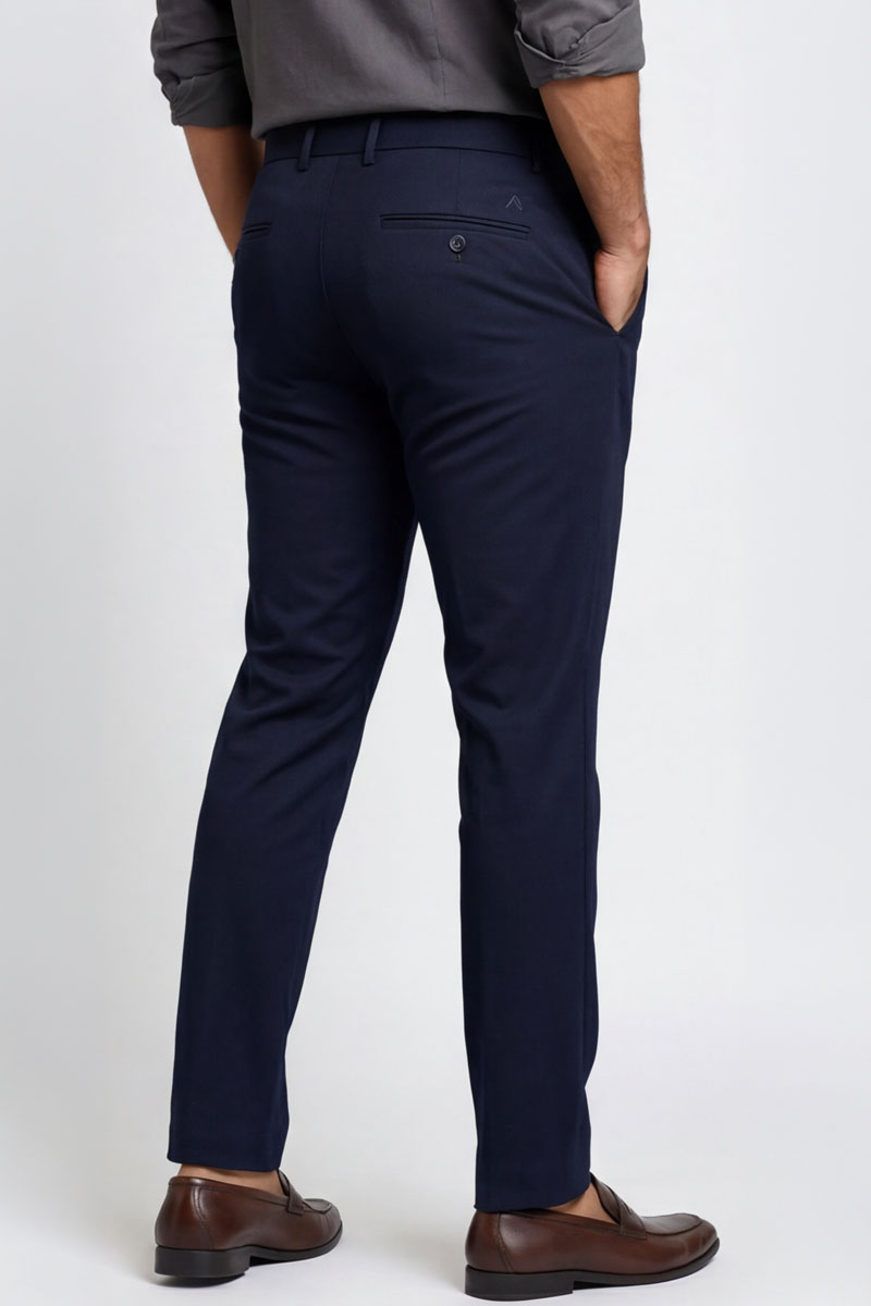 Men's Navy Slim-Fit Trousers - Navy - 6