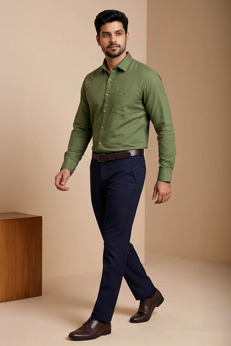 Classic Green Formal Shirt -Green - 3