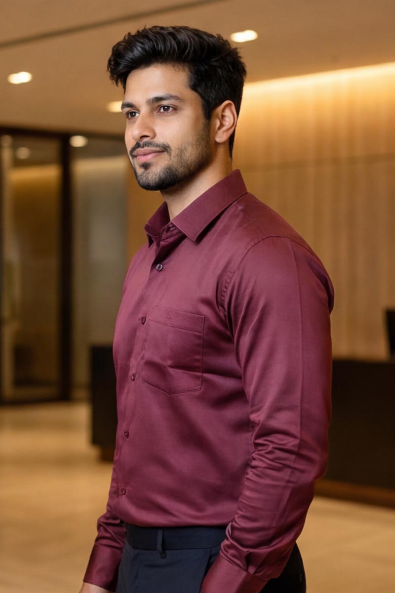 SmartEase Semi-Formal Shirt – Maroon - 4