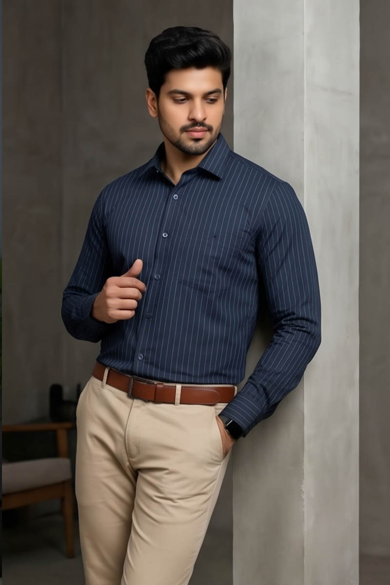 Modern Navy Business Shirt - Navy - 4
