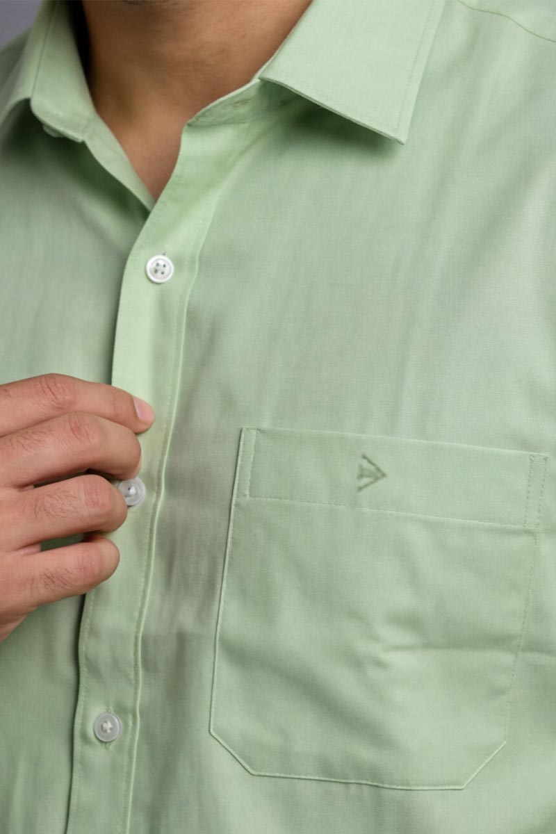 L-Green Plain Formal Shirt (Smart Fit - Full Sleeves)_RBF-353 - 6
