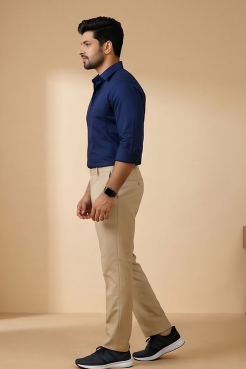 Modern Khaki Business Trousers - Khaki - 6