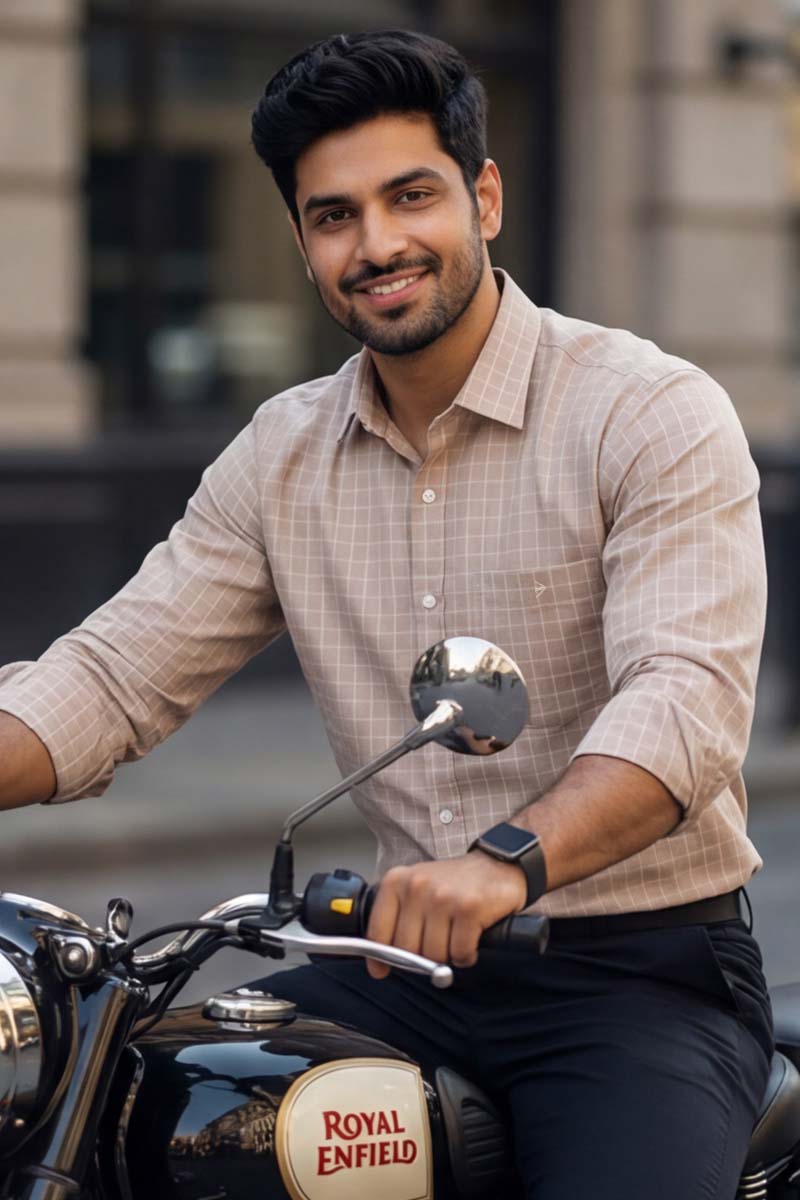 L-Peach Checks Formal Shirt (Smart Fit - Full Sleeves)_RABF-743 - 4