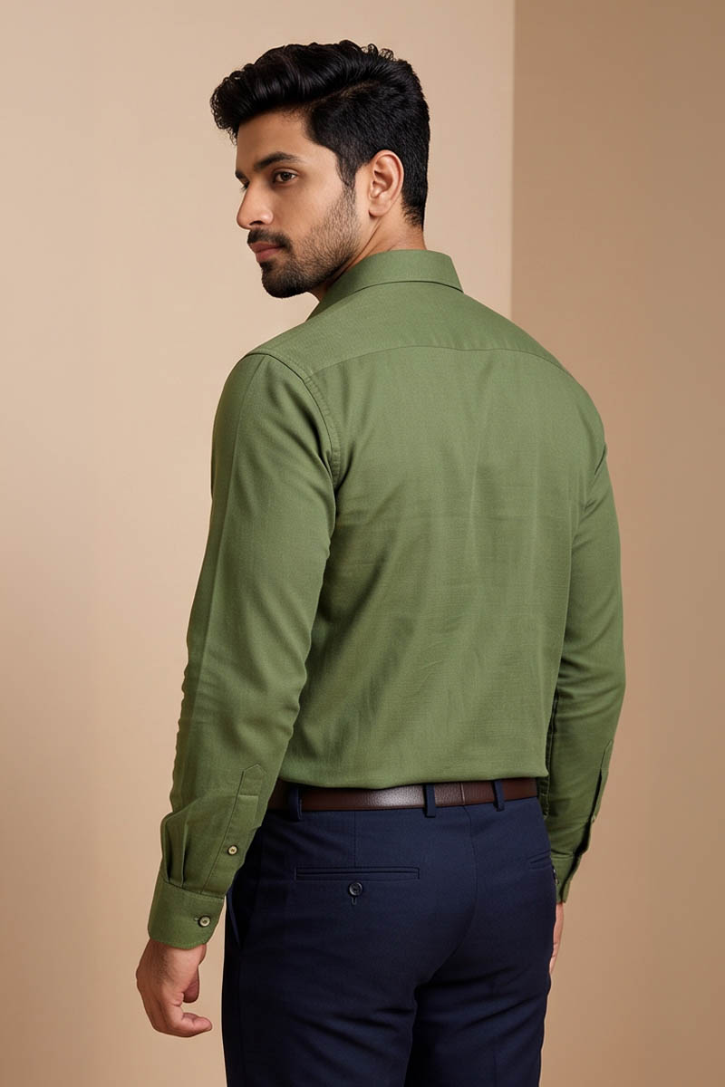 Classic Green Formal Shirt -Green - 6