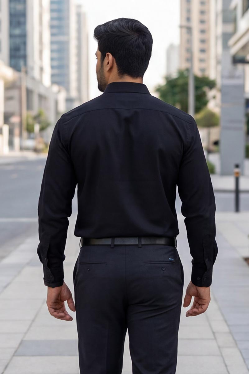 Classic Elite Formal Shirt – Black (Slim Fit, Full Sleeve) - 5