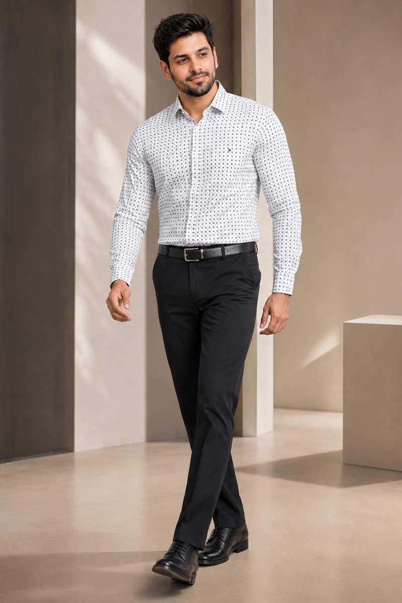Grey Geometric Print Shirt - Grey - 3