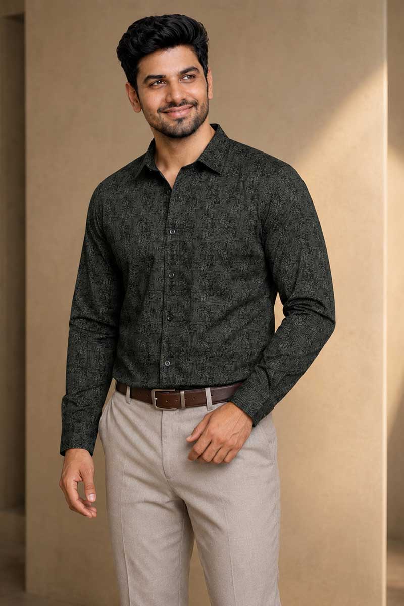 Men's Olive Green Exclusive Shirt - Green - 5