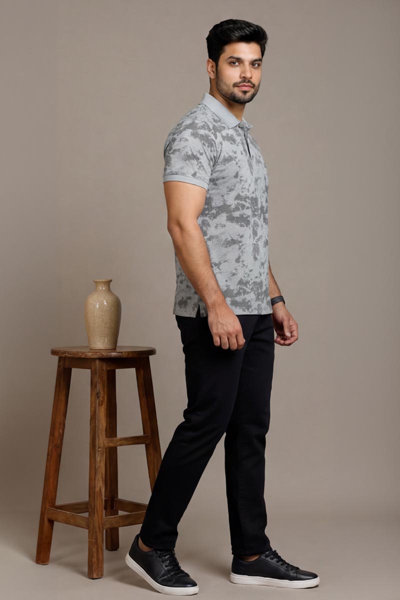 Frost Grey Printed  T-Shirt - L-Grey - 4