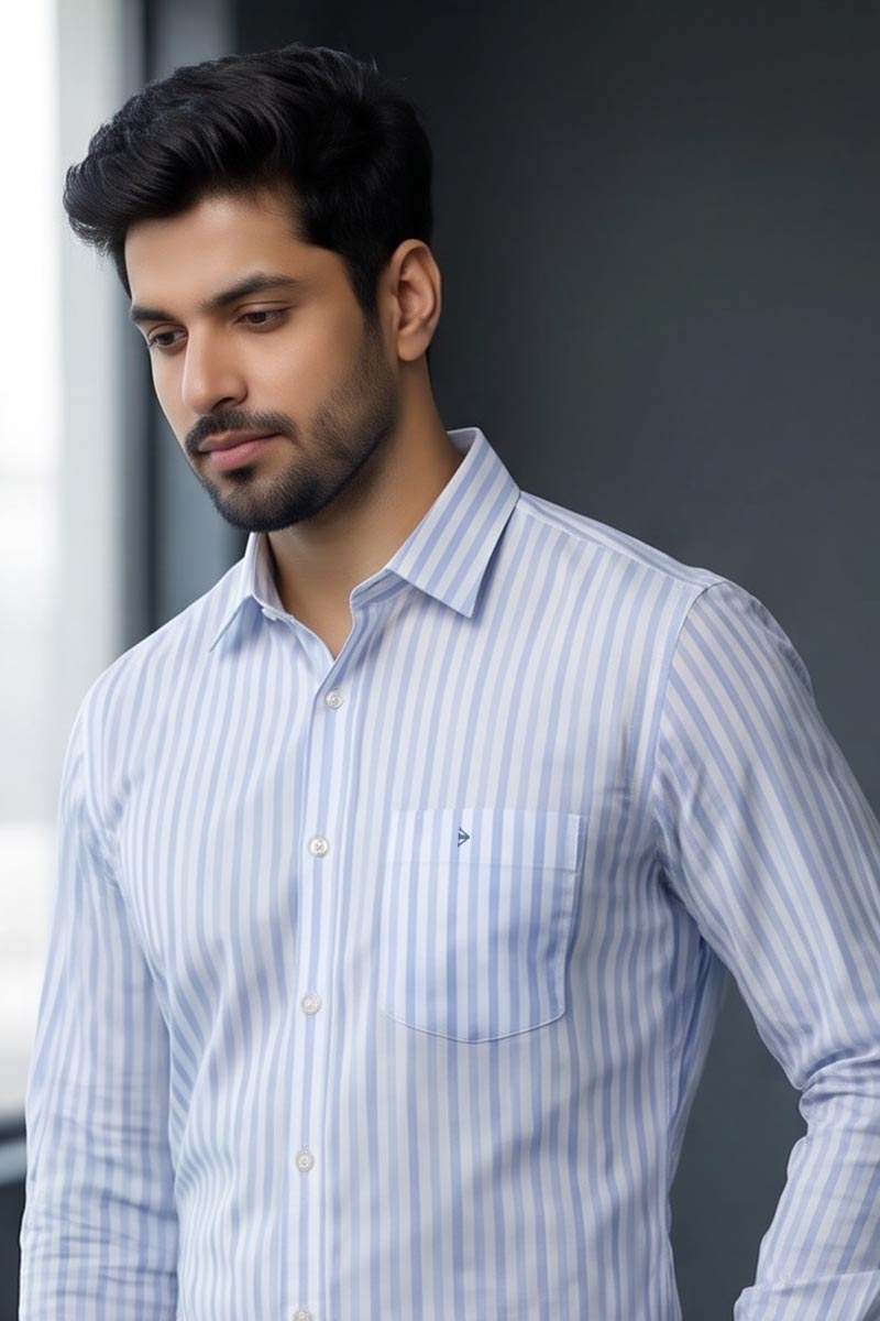 Royal Striped Shirt - L-Blue - 4