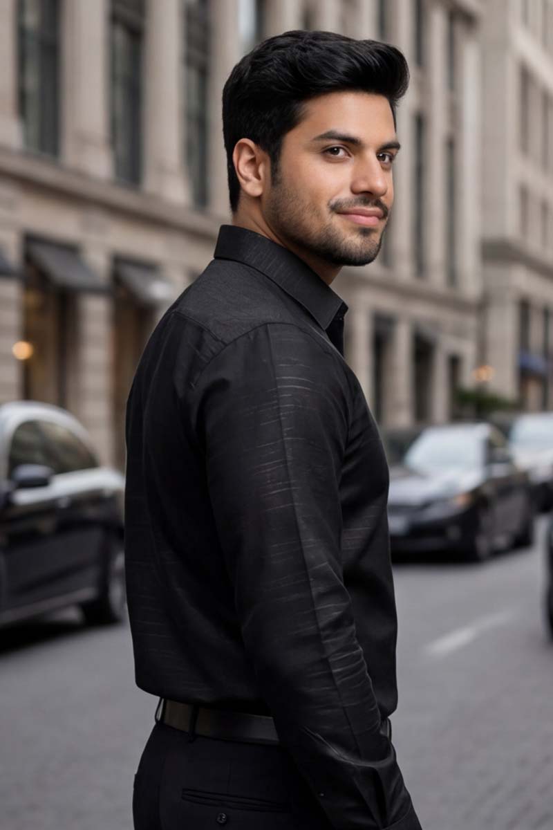 Classic Black Button-Down (BLACK) - 4