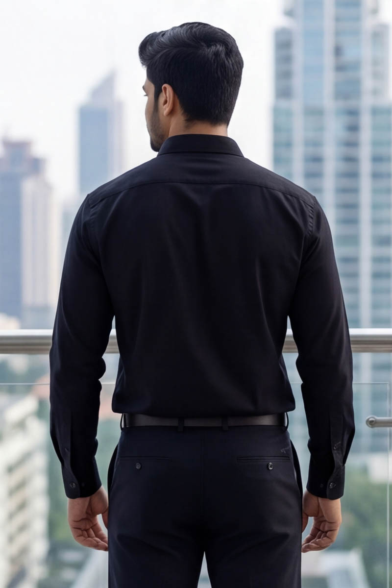 SHIRT - Classic Black Button-Down (Black) - 6