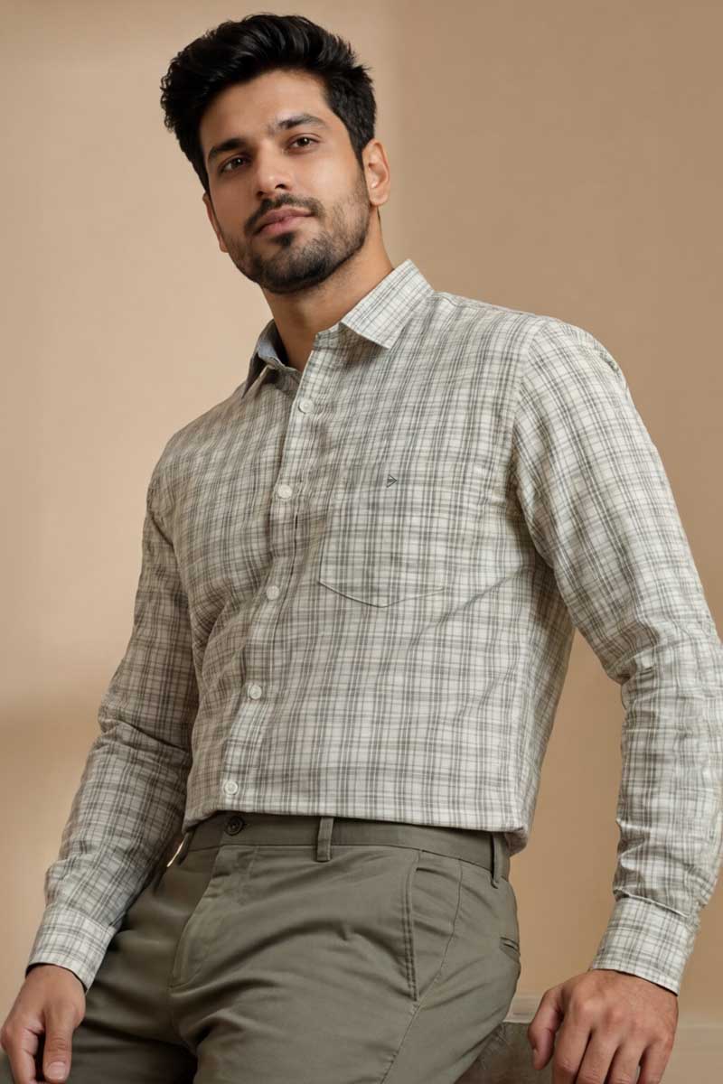 Premium M-Grey Plaid Shirt - M-Grey - 5