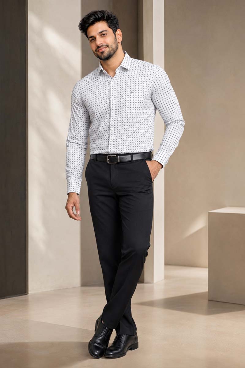 Grey Geometric Print Shirt - Grey