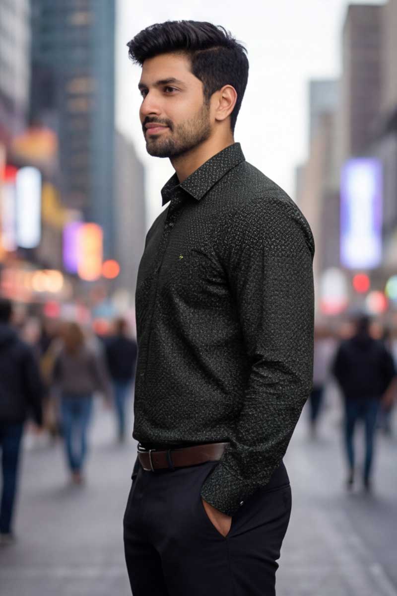 Urban Sophisticate Printed Shirt (Black) - 4