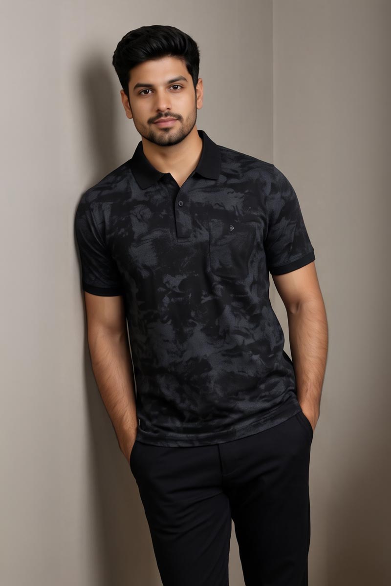 Elite Black Texture T-Shirt - Black
