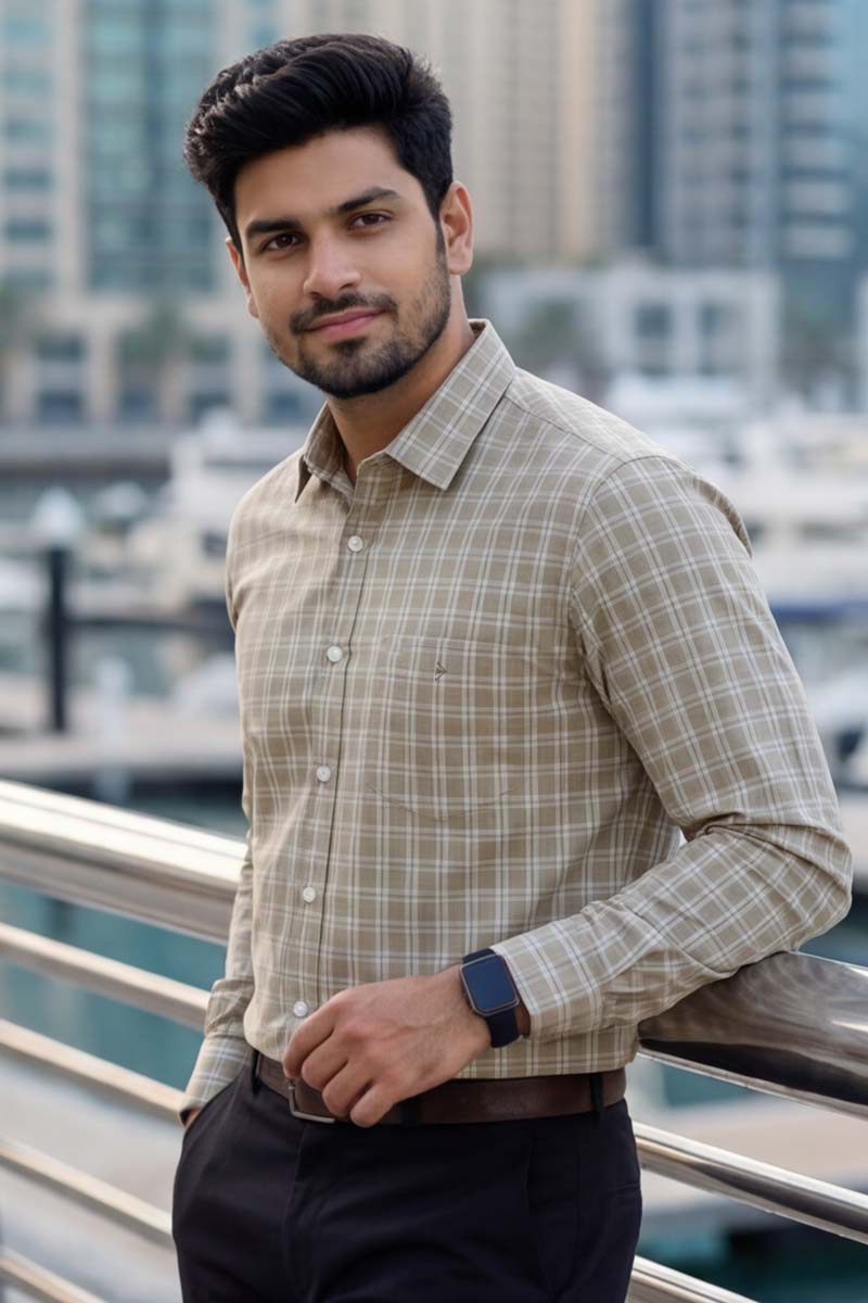 Heritage Check Formal Shirt – Fawn - 2