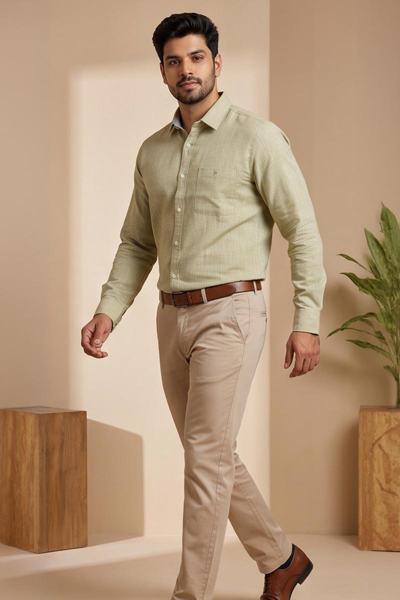 Light Fawn Striated Shirt -Fawn
