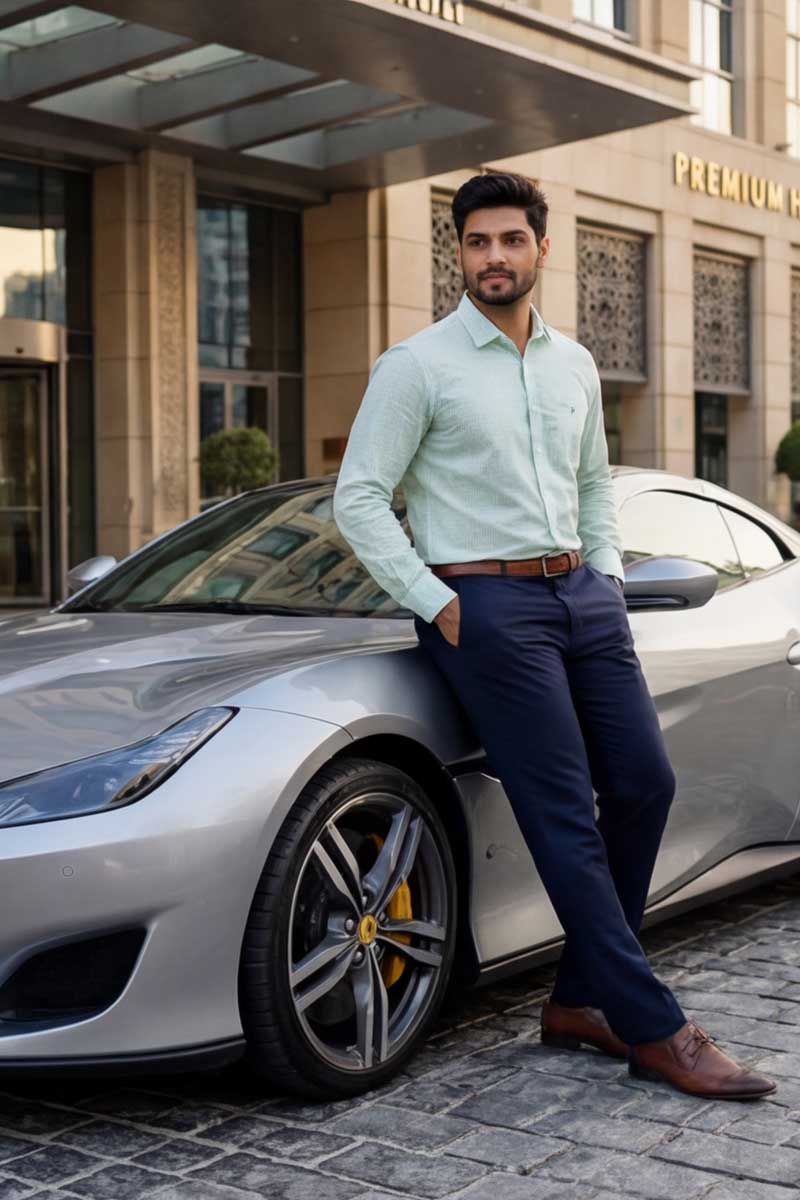 Classic Check Formal Shirt – Soft Green - 2