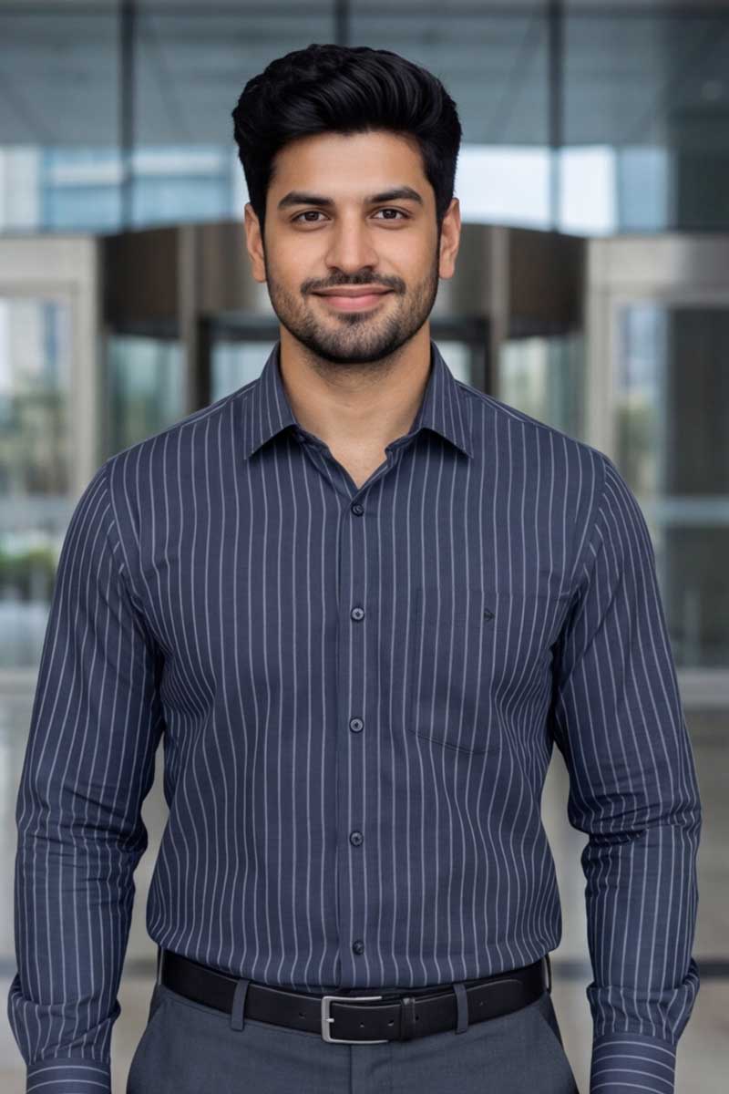 SHIRT Elegant Sage Green Striped Button-Down (GREY) - 5