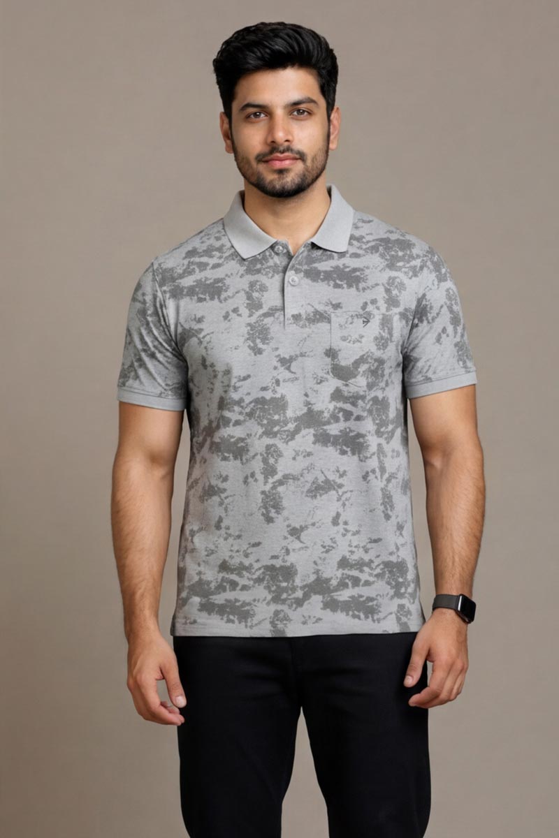 Frost Grey Printed  T-Shirt - L-Grey - 5